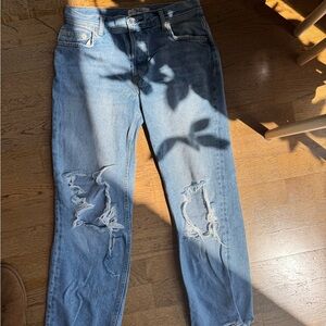 We The Free Light Blue Distressed Straight Leg Jeans